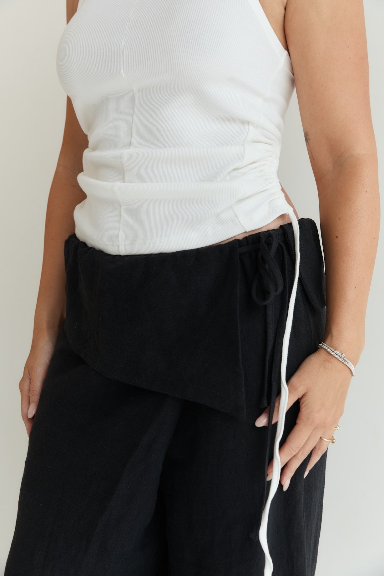 wilhelmina studio cotton rib tank top with back detailing