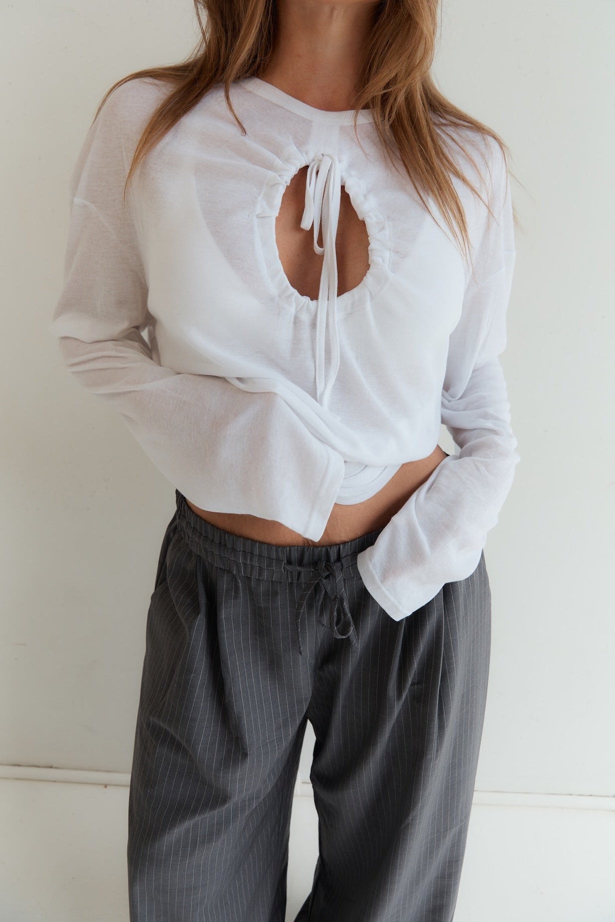 Cut Out L/S - White