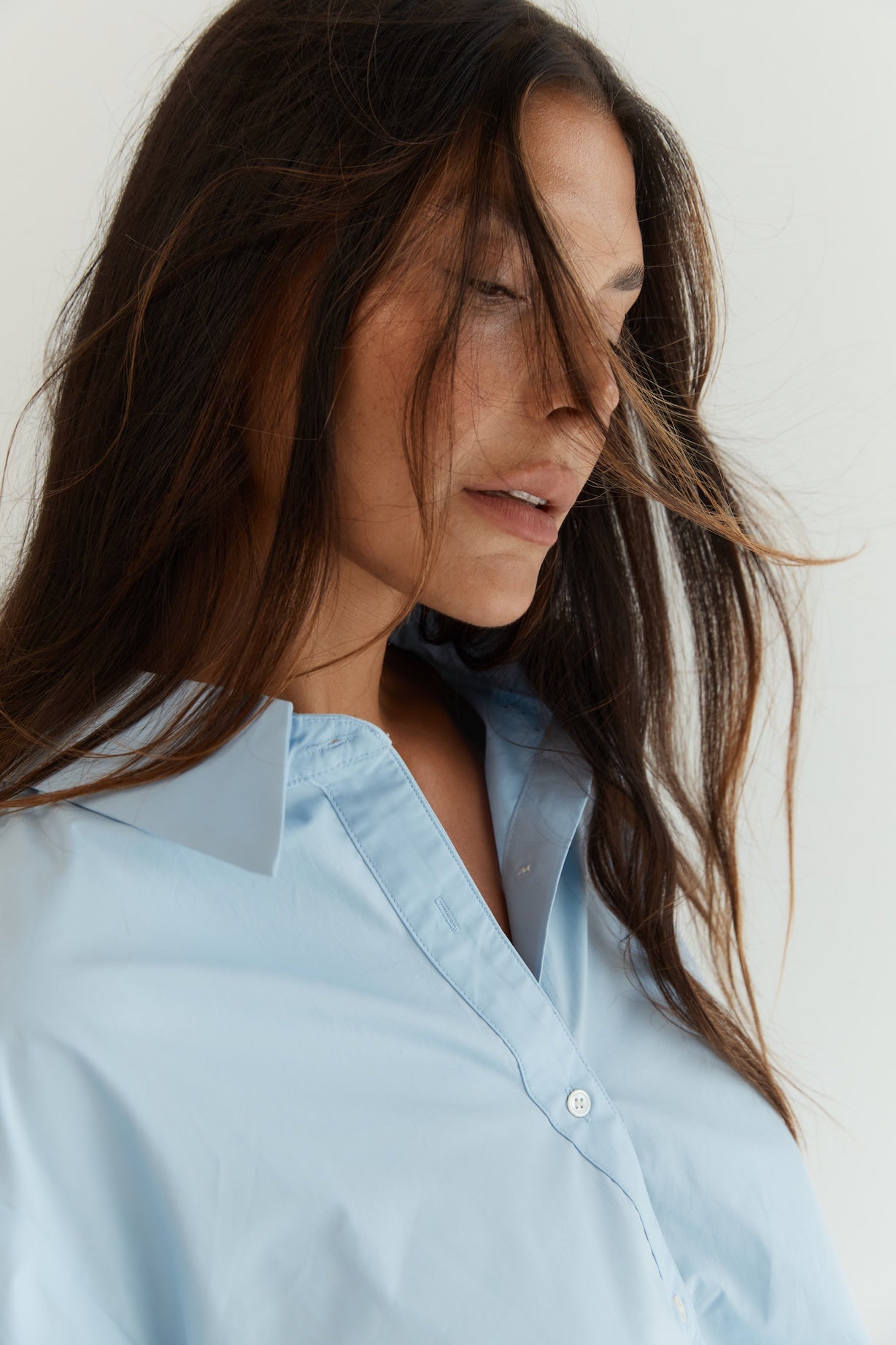 Button Up With A Twist - Cornflower Blue