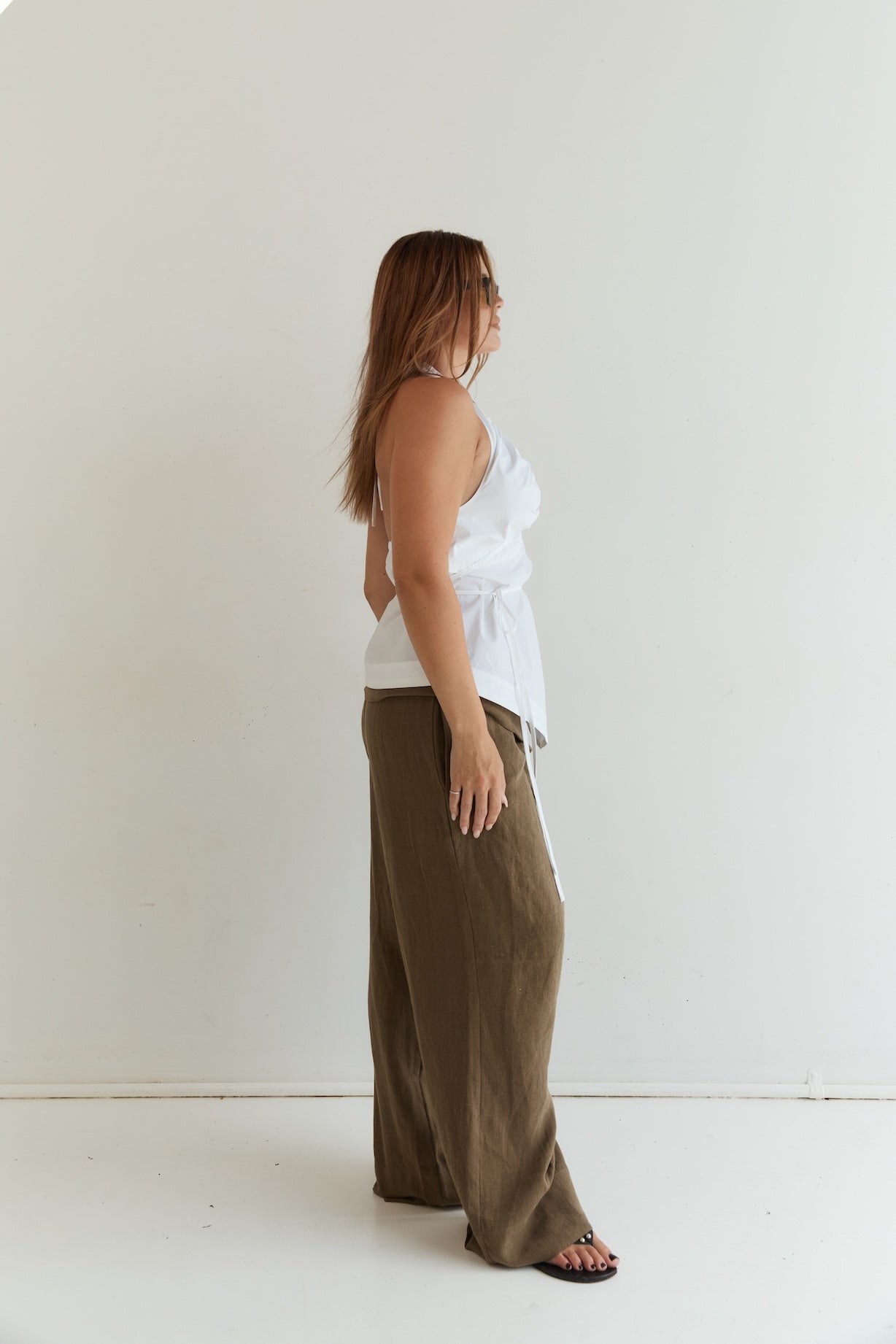 Cotton Tie Front Tank - White