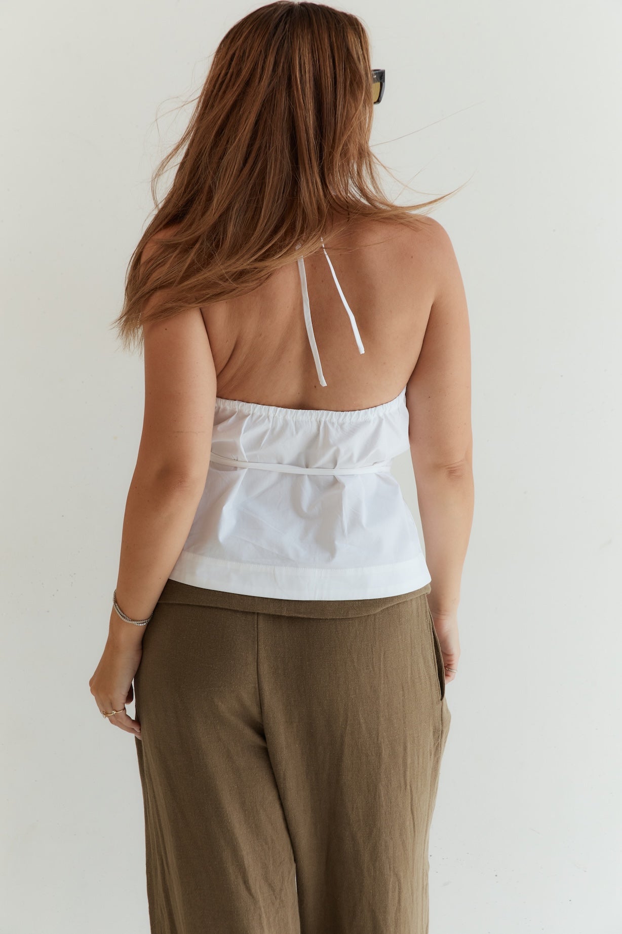 Cotton Tie Front Tank - White