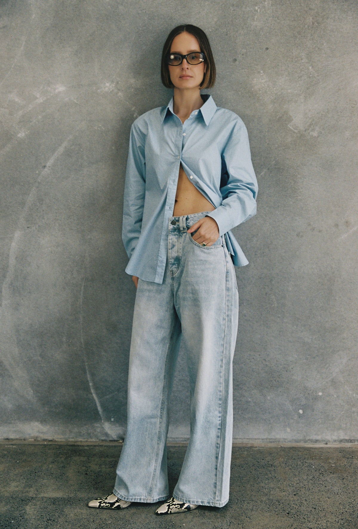 Button Up With A Twist - Cornflower Blue
