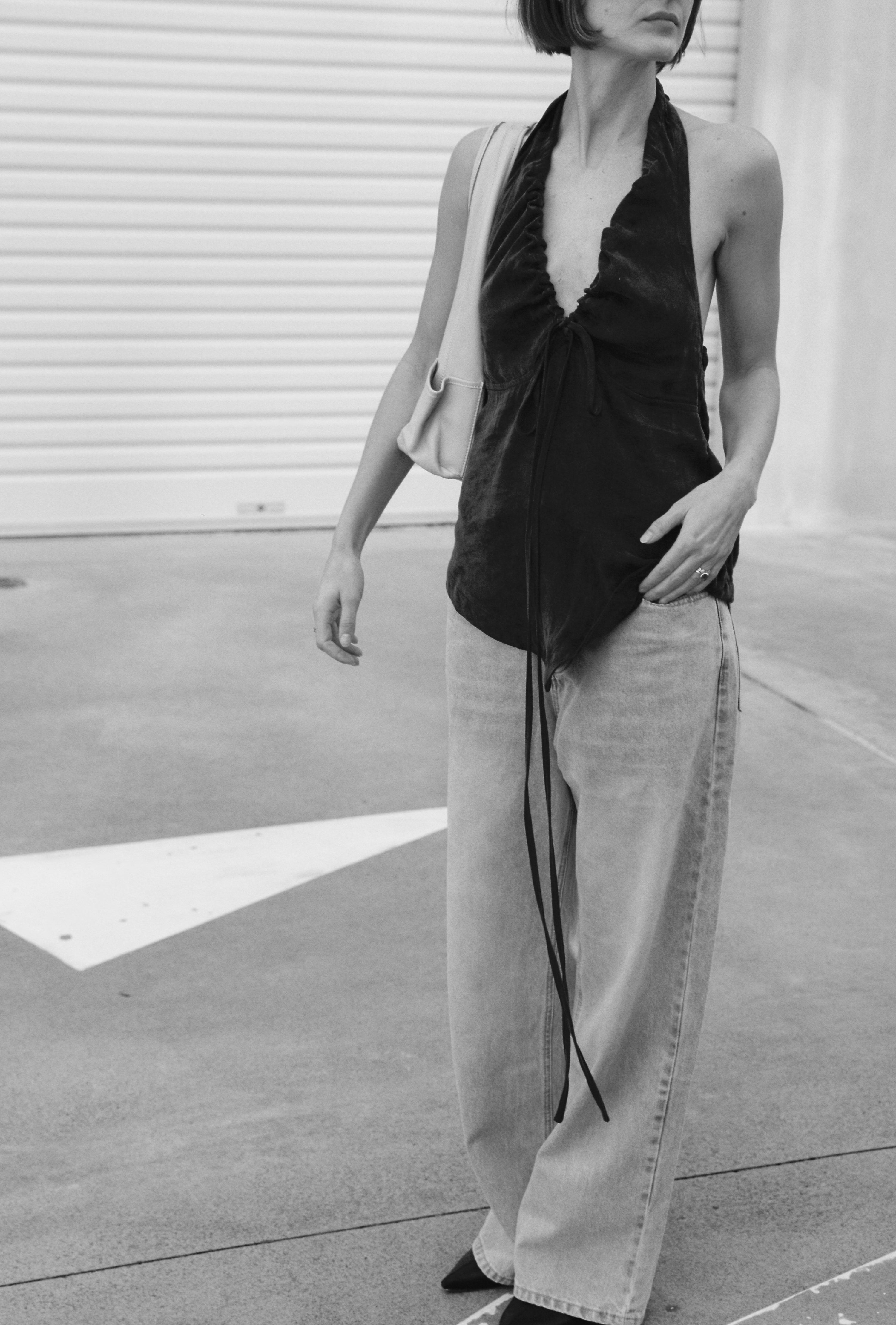 Tie Front Tank - Black