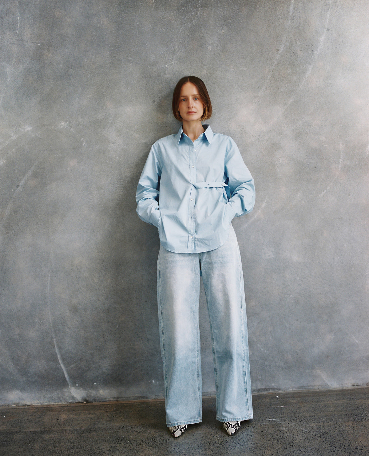 Button Up With A Twist - Cornflower Blue